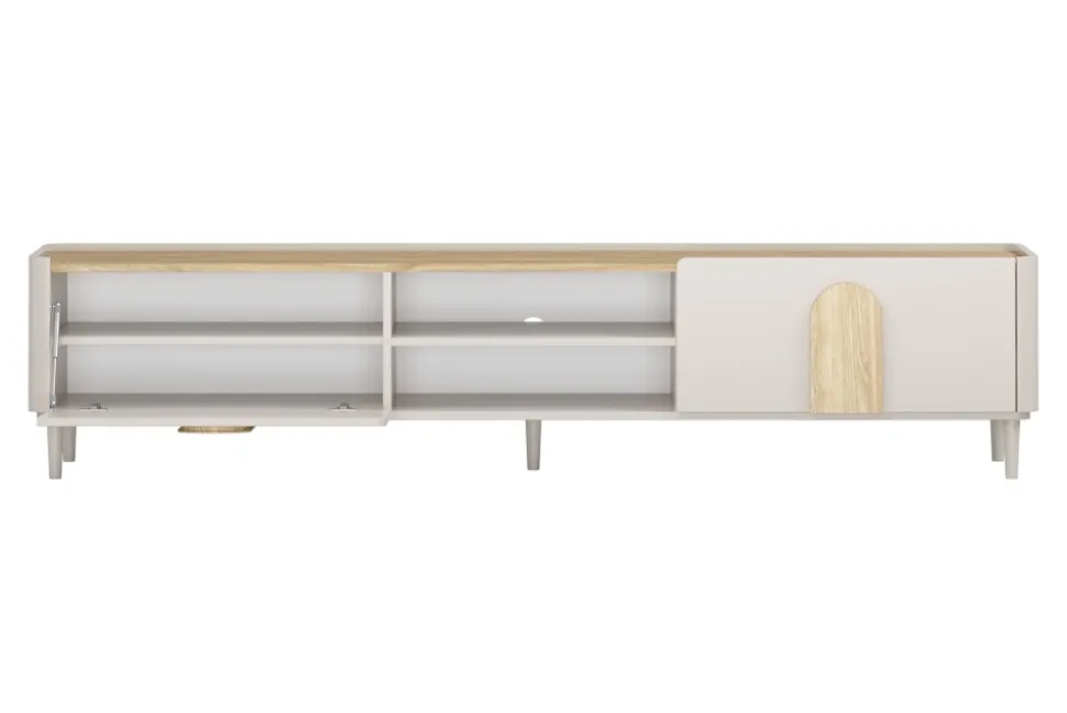AMILIO RTV 220 1K1SZ - cashmere / dąb olejowany / uchwyty dąb jasny / nogi cashmere