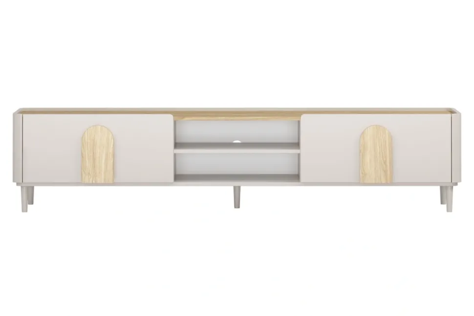 AMILIO RTV 220 1K1SZ - cashmere / dąb olejowany / uchwyty dąb jasny / nogi cashmere