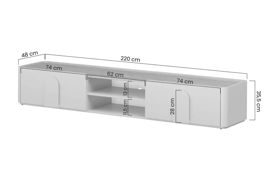 AMILIO RTV 220 1K1SZ - cashmere / dąb olejowany / uchwyty dąb jasny