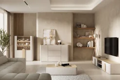 AMILIO RTV 220 1K1SZ - cashmere / dąb olejowany / uchwyty dąb jasny
