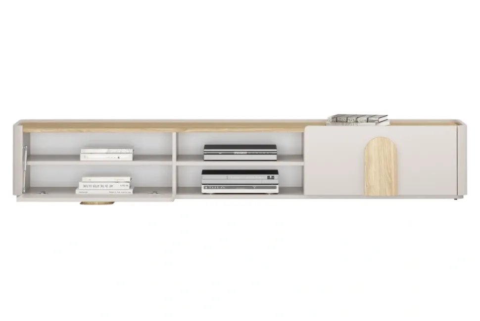 AMILIO RTV 220 1K1SZ - cashmere / dąb olejowany / uchwyty dąb jasny