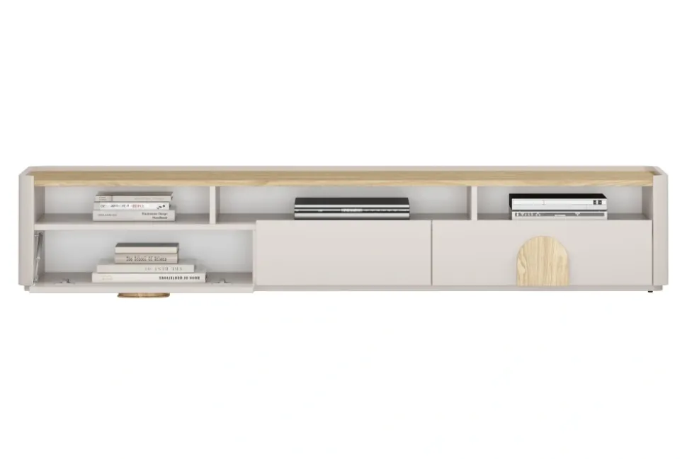 AMILIO RTV 200 1K2SZ - cashmere / dąb olejowany / uchwyty dąb jasny