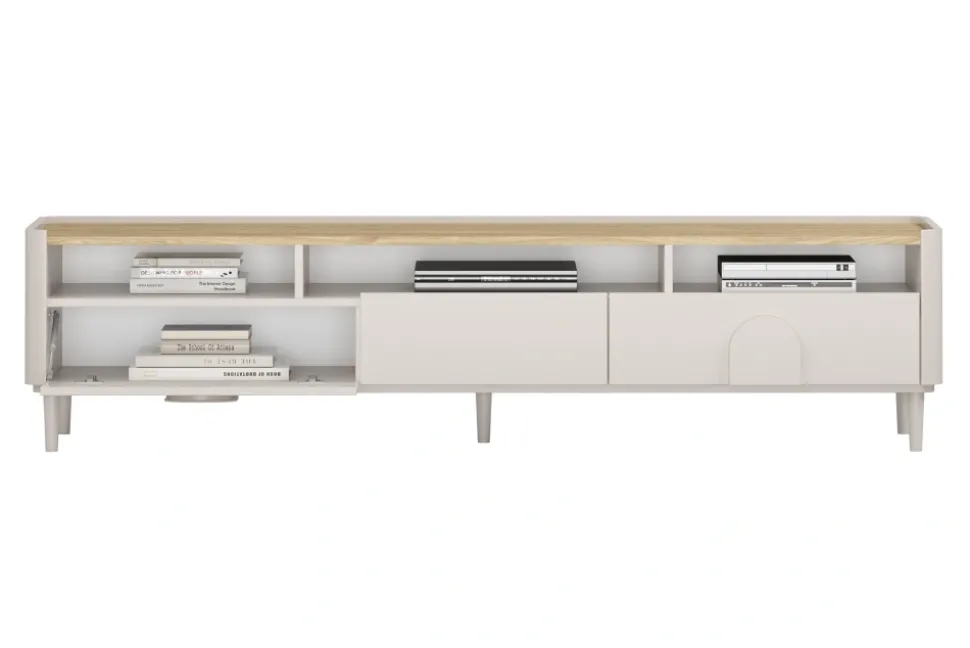 AMILIO RTV 200 1K2SZ - cashmere / dąb olejowany / uchwyty cashmere / nogi cashmere