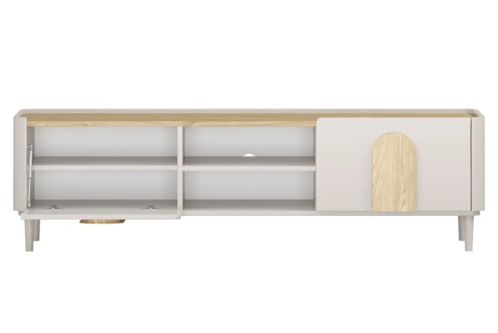 AMILIO RTV 170 1K1SZ - cashmere / dąb olejowany / uchwyty dąb jasny / nogi cashmere