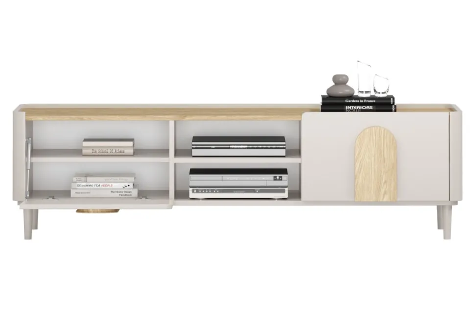 AMILIO RTV 170 1K1SZ - cashmere / dąb olejowany / uchwyty dąb jasny / nogi cashmere