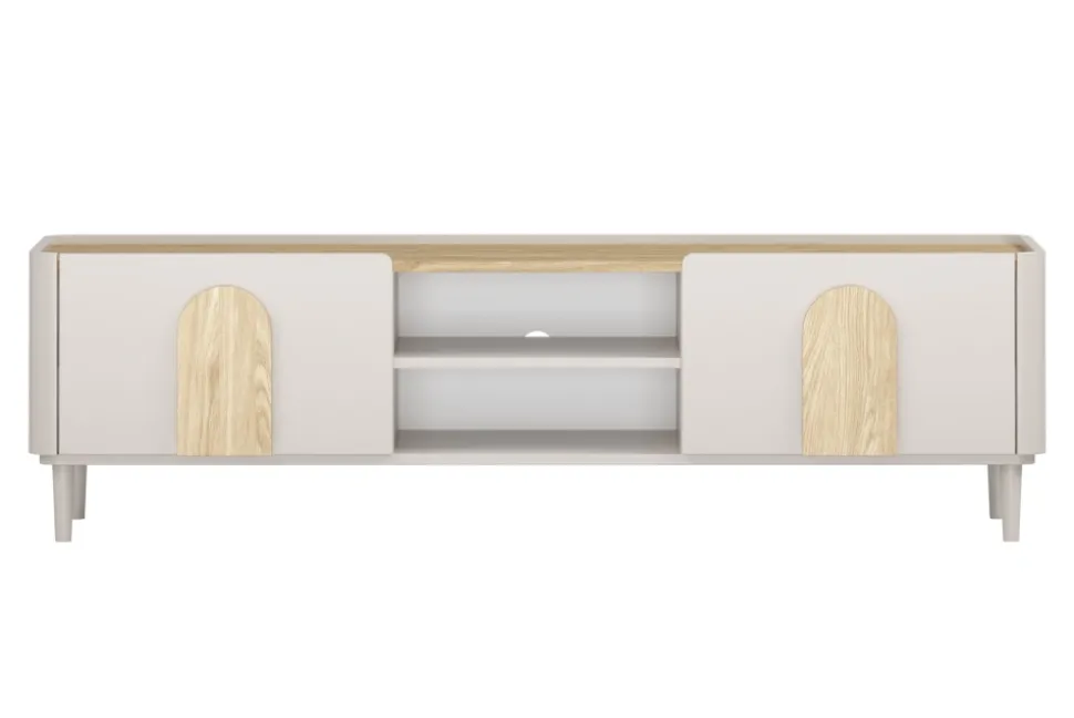 AMILIO RTV 170 1K1SZ - cashmere / dąb olejowany / uchwyty dąb jasny / nogi cashmere