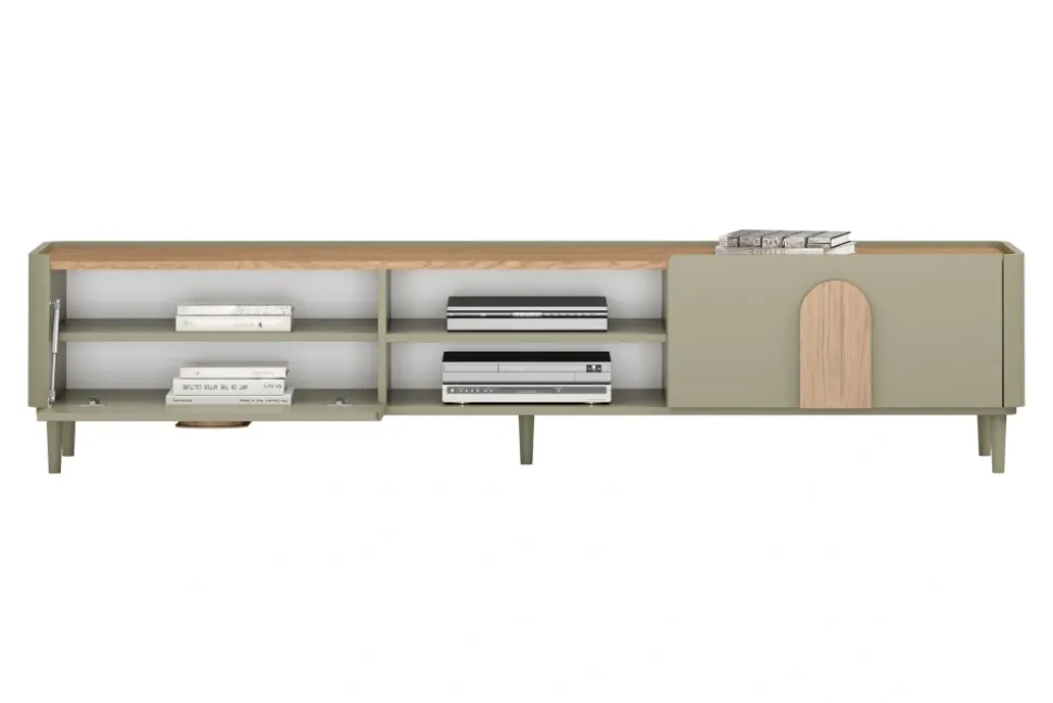 AMILIO RTV 220 1K1SZ - eukaliptus / dąb baltic dune / uchwyty dąb naturalny / nogi eukaliptus