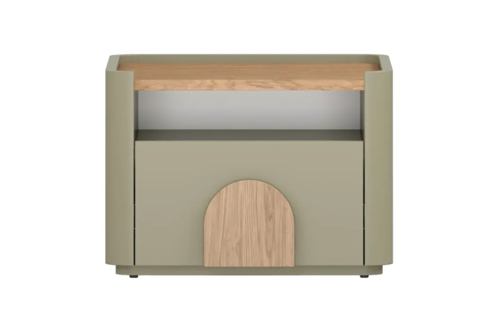 AMILIO SZAFKA NOCNA 50 1SZ - eukaliptus / dąb baltic dune / uchwyty dąb naturalny