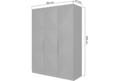 ASHA SZAFA 150 3D - biały mat / czarne uchwyty / cokół