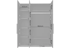 ASHA SZAFA 150 3D - biały mat / czarne uchwyty / cokół