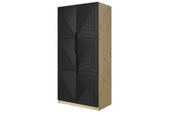 ASHA SZAFA 100 2D - czarny mat / artisan / czarne uchwyty / cokół