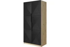 ASHA SZAFA 100 2D - czarny mat / artisan / czarne uchwyty / cokół