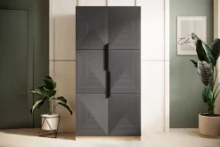 ASHA SZAFA 100 2D - rivier stone / artisan / czarne uchwyty / cokół
