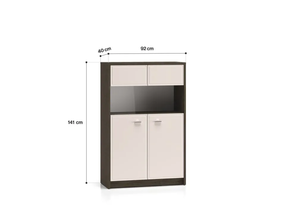 Avante 03 dąb windmill / MDF cashmere połysk - witryna 2D