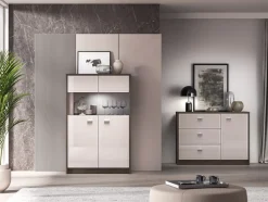 Avante 03 dąb windmill / MDF cashmere połysk - witryna 2D