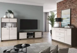 Avante 03 dąb windmill / MDF cashmere połysk - witryna 2D