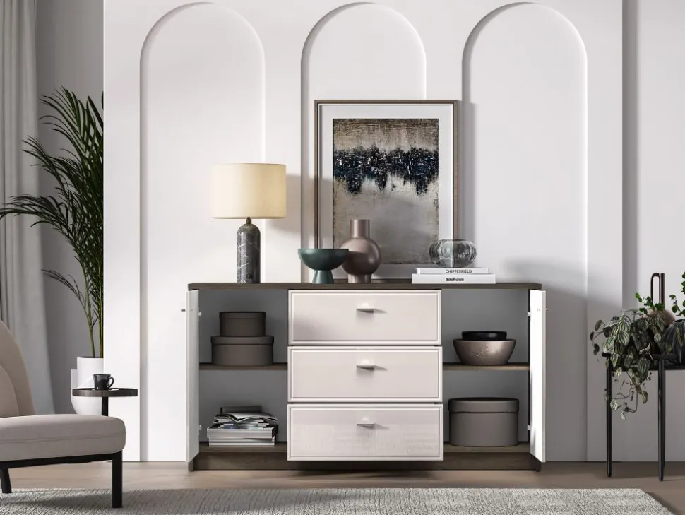 Avante 04 dąb windmill / MDF cashmere połysk - komoda 2D3S