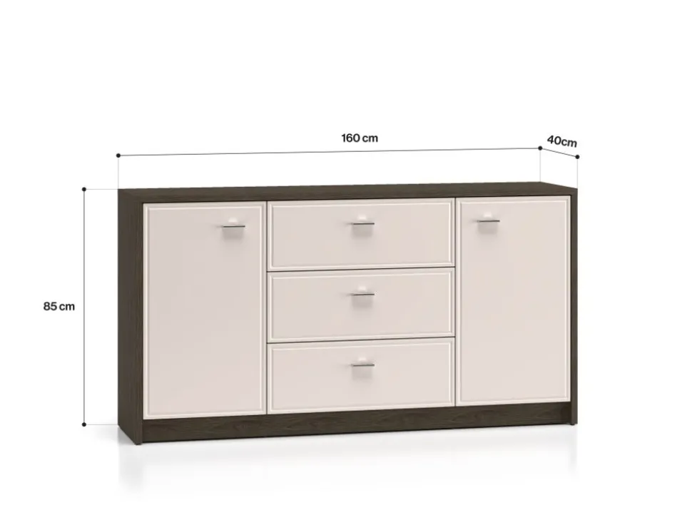 Avante 04 dąb windmill / MDF cashmere połysk - komoda 2D3S