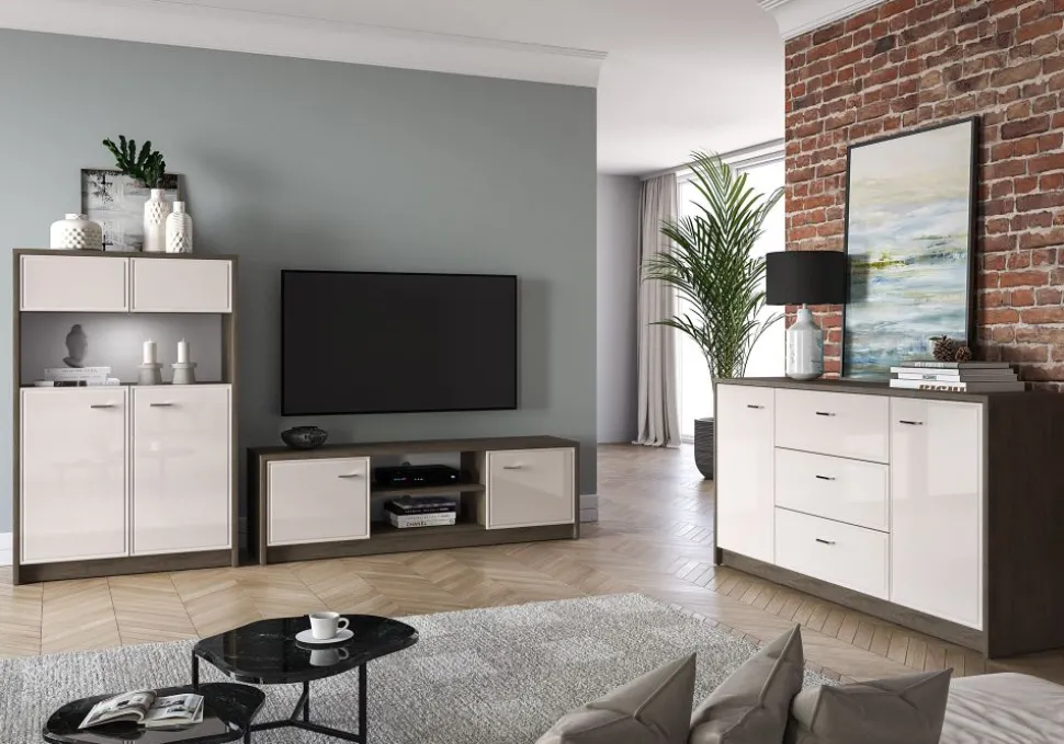 Avante 04 dąb windmill / MDF cashmere połysk - komoda 2D3S