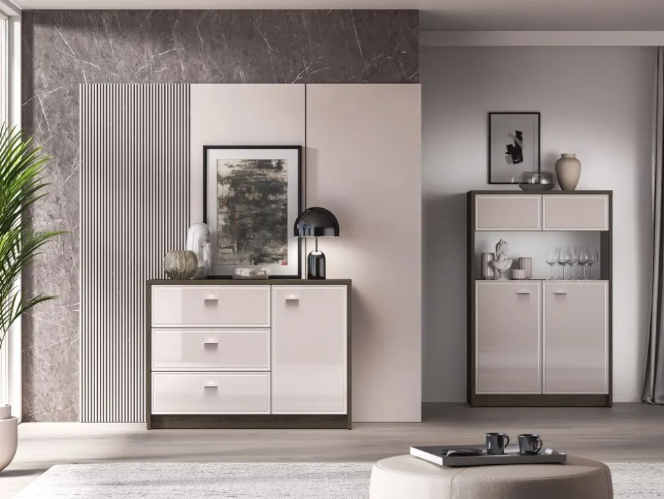 Avante 05 dąb windmill / MDF cashmere połysk - komoda 1D3S