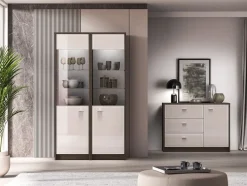 Avante 02 dąb windmill / MDF cashmere połysk - witryna 1DL/P