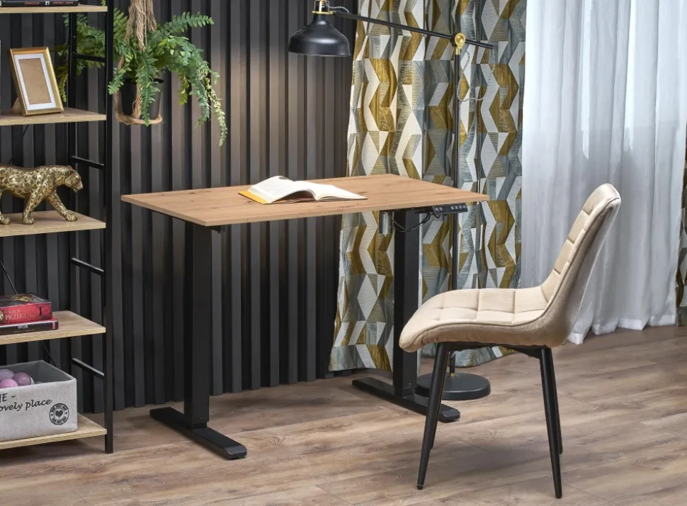 B53 biurko biurko z funkcją regulacji wysokości, dąb artisan / czarny (2p=1szt)1 sztuka