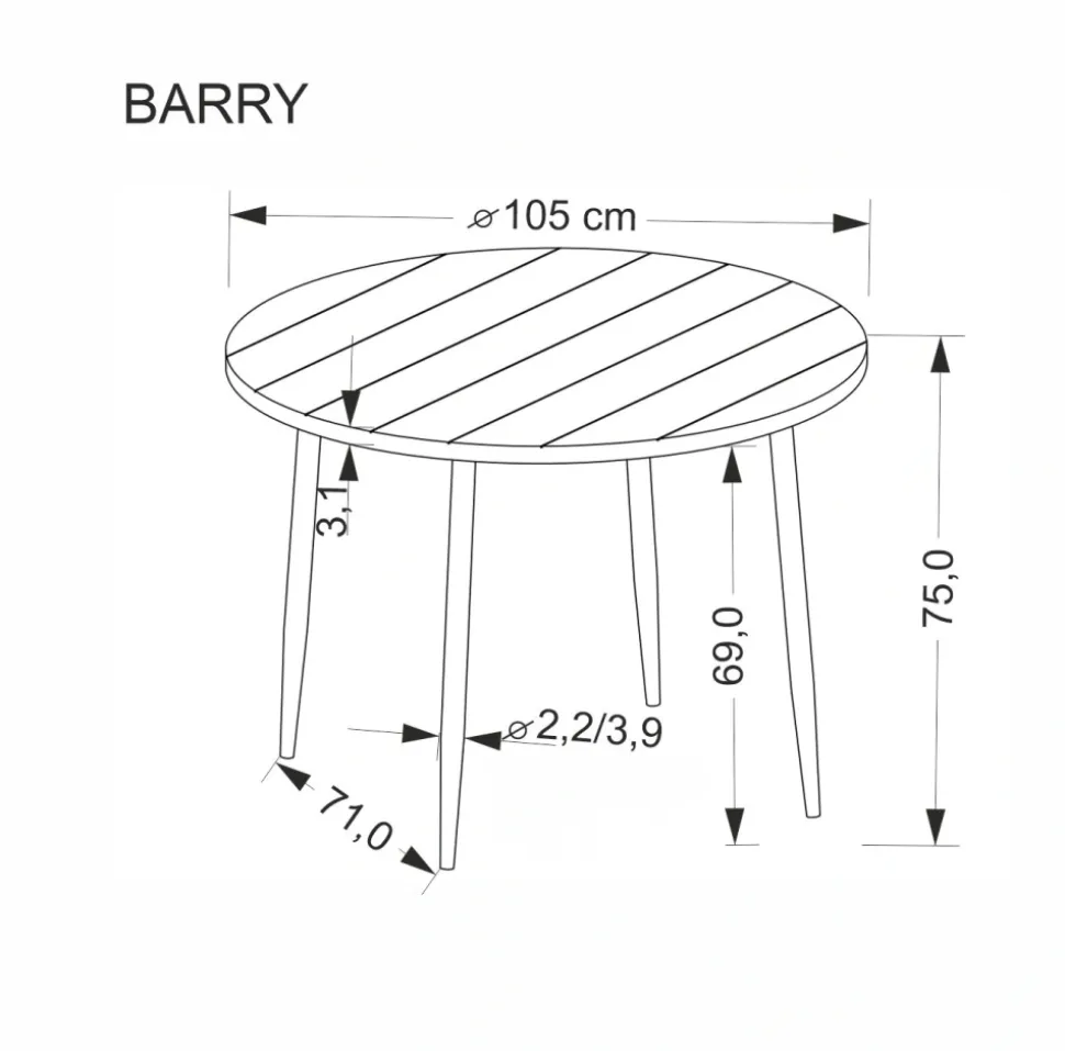 BARRY stół okrągły, blat - orzechowy, nogi - czarny (1p=1szt)1 sztuka