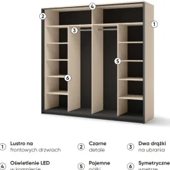 Beżowa szafa do sypialni ENNA Szafa EN-01 beż piaskowy