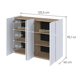 Biała komoda z półkami i oświetleniem LED Lenart Easy EA-02 4D