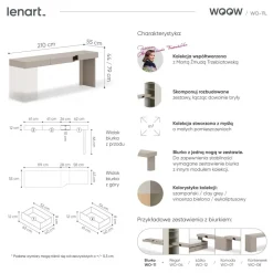 Biurko modułowe do pokoju młodzieżowego Lenart Woow WO-11P szampański / clay grey