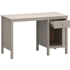 Biurko z szufladą i szafką lamele ryflowane kolor taupe KLEO KL-01