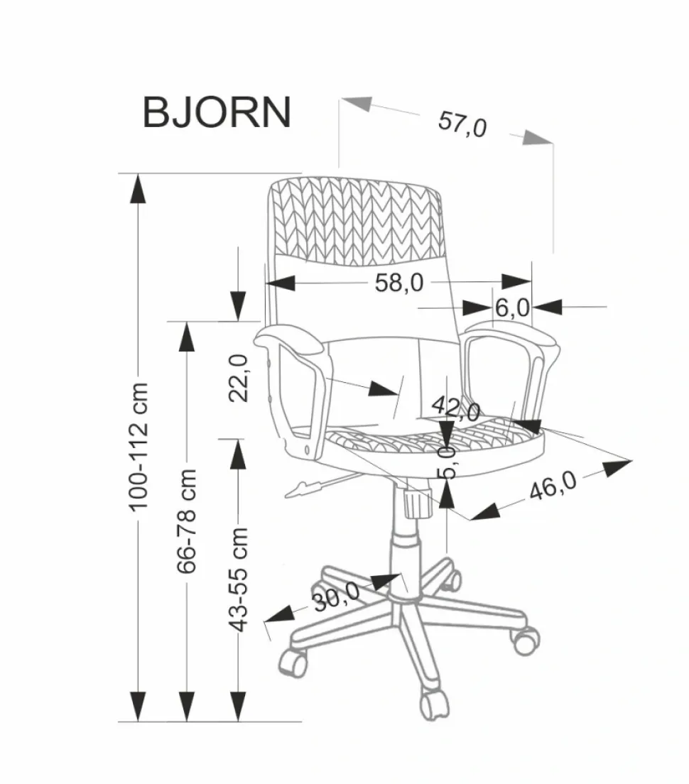 BJORN fotel obrotowy czarno-popielaty1 sztuka