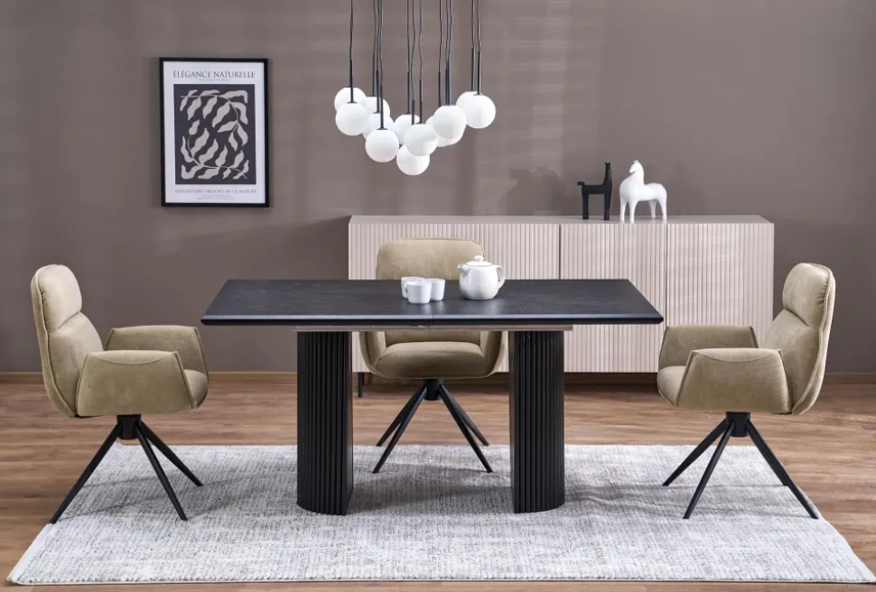 BOLERO stół rozkładany 160-250x90x78 cm dąb naturalny/czarny (3p=1szt)1 sztuka