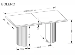 BOLERO stół rozkładany 160-250x90x78 cm dąb naturalny/czarny (3p=1szt)1 sztuka