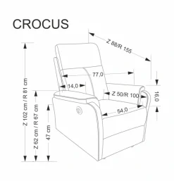 CROCUS fotel wypoczynkowy z funkcją elektrycznego rozkładania, beżowy (1p=1szt)1 sztuka