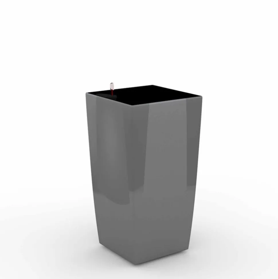 Cube reprezentacyjna donica w kolorze szarym z wkładem nawadniającym 28x28x54