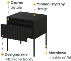 Czarna szafka nocna Lenart Trend TR-10 czarna