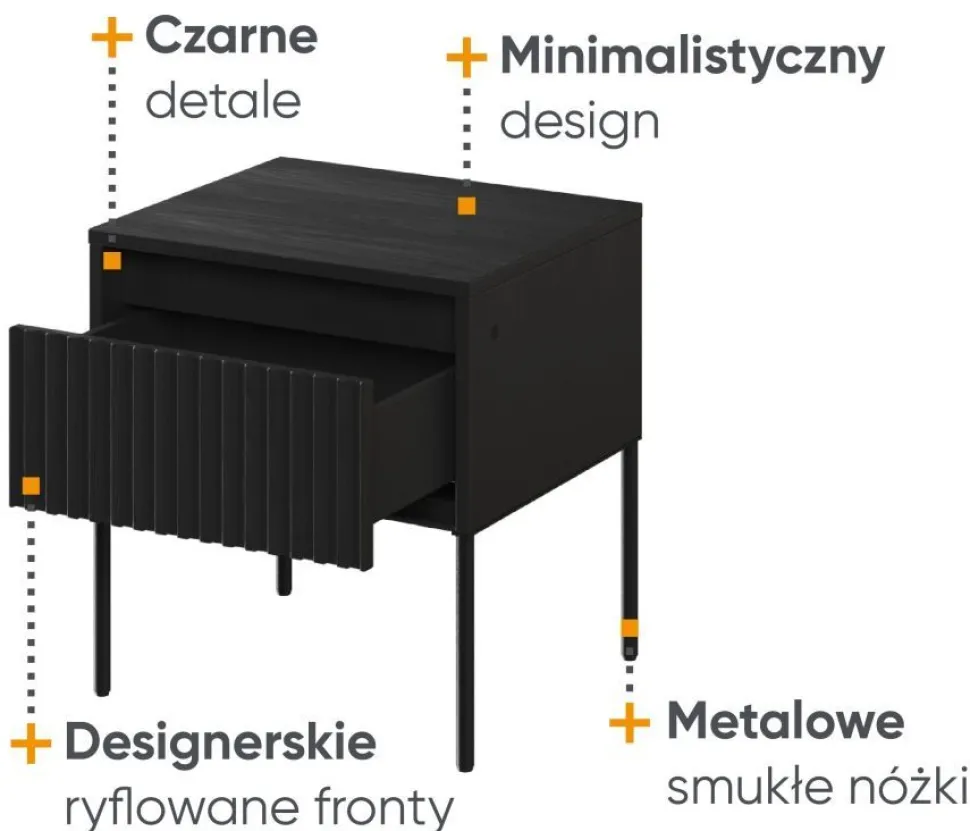 Czarna szafka nocna Lenart Trend TR-10 czarna