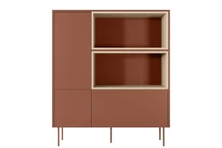 DESIN KOMODA WYSOKA 120 2D1SZ - ceramic red / dąb nagano