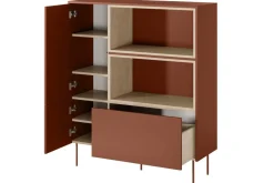 DESIN KOMODA WYSOKA 120 2D1SZ - ceramic red / dąb nagano