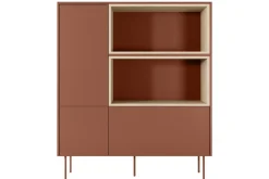 DESIN KOMODA WYSOKA 120 2D1SZ - ceramic red / dąb nagano