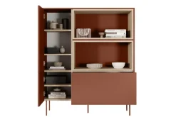 DESIN KOMODA WYSOKA 120 2D1SZ - ceramic red / dąb nagano