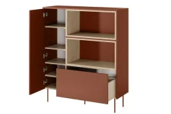 DESIN KOMODA WYSOKA 120 2D1SZ - ceramic red / dąb nagano