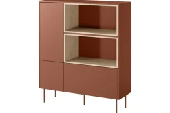 DESIN KOMODA WYSOKA 120 2D1SZ - ceramic red / dąb nagano