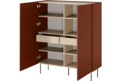 DESIN KREDENS 120 2D2SZ - ceramic red / dąb nagano