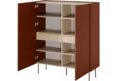 DESIN KREDENS 120 2D2SZ - ceramic red / dąb nagano