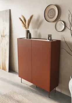 DESIN KREDENS 120 2D2SZ - ceramic red / dąb nagano