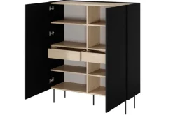 DESIN KREDENS 120 2D2SZ - czarny mat / dąb nagano