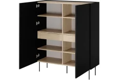 DESIN KREDENS 120 2D2SZ - czarny mat / dąb nagano