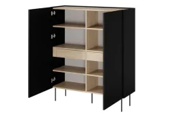 DESIN KREDENS 120 2D2SZ - czarny mat / dąb nagano